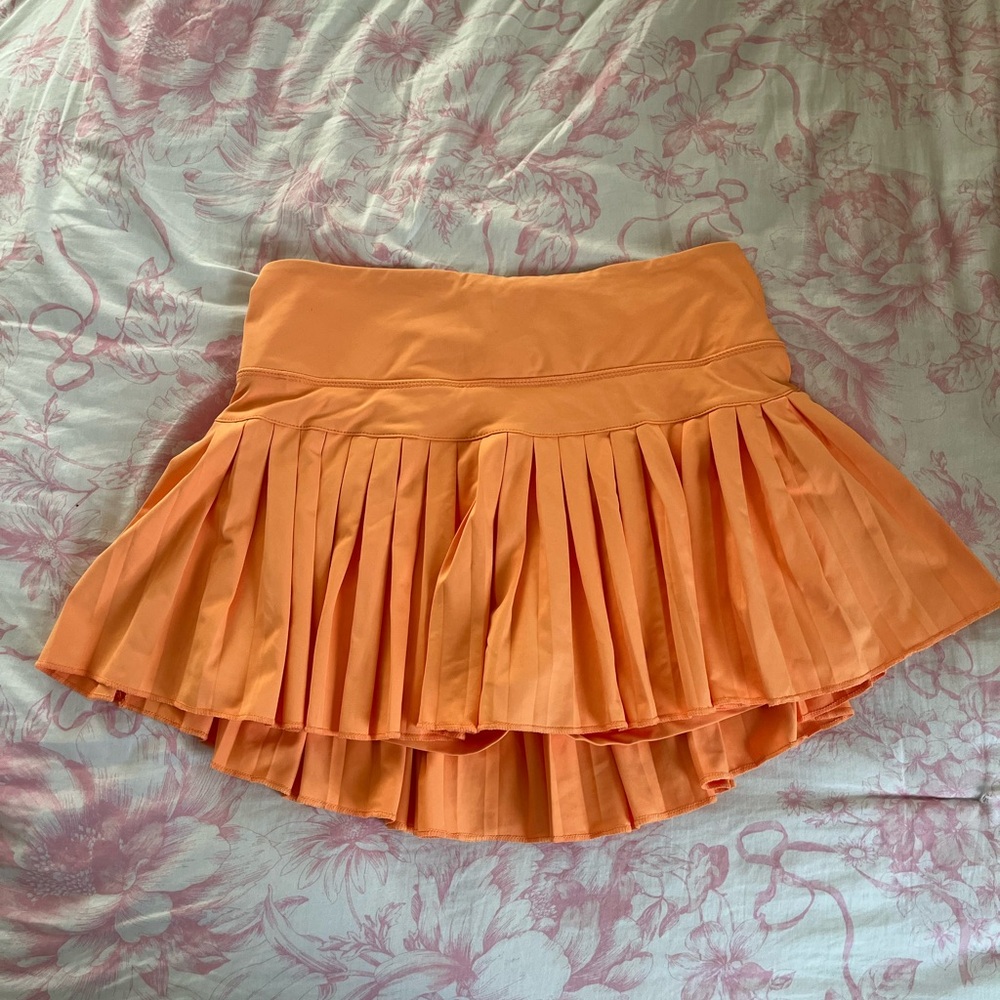 Gold Hinge Orange Pleated Women's Skort